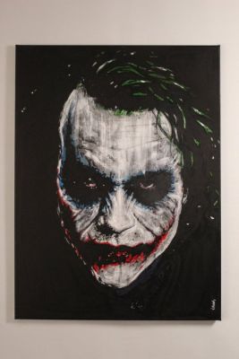 Joker - Heath Ledger - The Dark Knight - By PopArt Artist Vincent Mink - Handpainted and signed. - Portrait | Catawiki