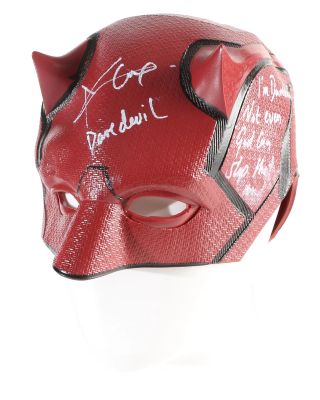 Charlie Cox as Matt Murdock in Daredevil Signed Prop Replica Mask with Character Name & Quote | SWAU