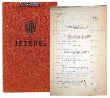 Original Script From the 1938 Film ‘‘Jezebel‘‘ -- Starring Bette Davis in a Role That Garnered Her an Academy Award For Best Actress
