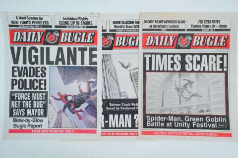 Spider-Man Lot of (3) Prop Daily Bugle Newspapers | GWS Auctions
