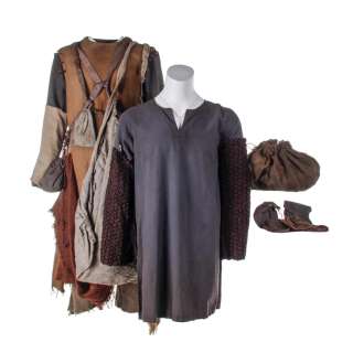 Lot #82 – The Green Knight Scavenger Barry Keoghan Screen Worn Tunic W/ Bags, Tunic, Draw String Pants, Fingerless Gloves, Gaiters, Bag & Pouches