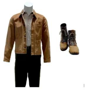 Shining Girls Harper Jamie Bell Screen Worn Button-Front Jacket, Long Sleeve, Button-Front Shirt, Zip-Front Pants & Belt Ep 101 | VIP Fan Auctions