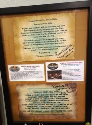 Two original Survivor Tree Mails signed by Russell Hantz from Seasons 19 and 20