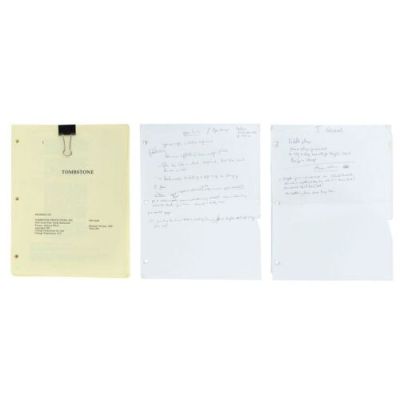 TOMBSTONE (1993) - Lot #1272 : Val Kilmer Collection: Kilmer‘s Personal Revised Fifth Draft Script with Pair of Handwritten Script Notes