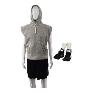 Heels Jack Spade Stephen Amell Screen Worn Wrestling Shoes, Shorts & Hooded Cutoff Sweatshirt Ch 5a Sc 28, 28a Ep 201 | VIP Fan Auctions