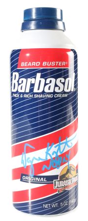 Wayne Knight as Dennis Nedry in Jurassic Park (JSA) Signed Barbasol Shaving Cream Can with Character Name | SWAU