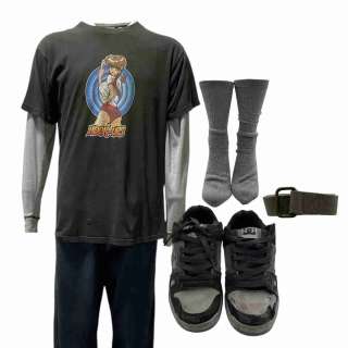 Y2K Skater (Debenedetto) Screen Worn Short Sleeve Shirt, Long Sleeve Shirt, Zip-Front Pants, Belt, Socks & Lace-Up Shoes Ch 1 Sc 31-40 | VIP Fan Auctions