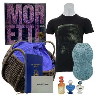 Opus Stan Sullivan (Murray Bartlett) Screen Used Basket, 3 Bottles, T-Shirt, Cover, Invitation, Book & Crackle Vase | VIP Fan Auctions