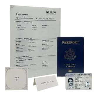 Materialists Harry (Pedro Pascal) Production Used Travel Itinerary, Wedding Place Card And Table Numbers, Passport & License | VIP Fan Auctions