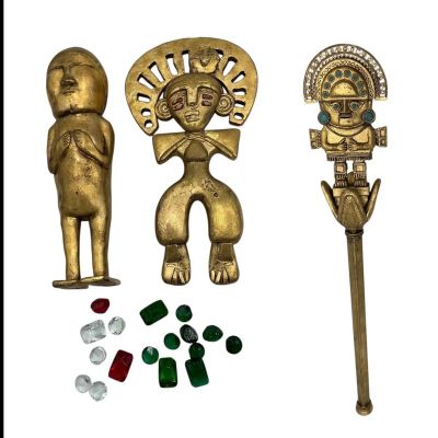 Lot 305: Play Dirty UN Press Conference Screen Used Statue Staff, (2) Statues & 17 Jewels | VIP Fan Auctions