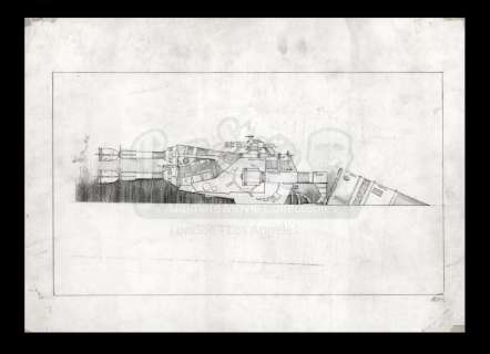 Harry Lange Auction | Hand-Drawn Laser Cannon Side Elevation | Propstore