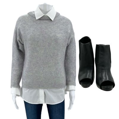 Lot 119: Relationship Goals Treese Moore Production Worn Sweater, Button-Up Shirt, Pants & Heels | VIP Fan Auctions