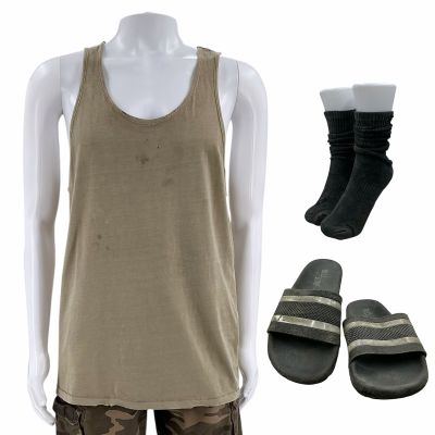 Lot 97: Poker Face Season 2 Meth Head (Matthew R Staley) Screen Worn Shirt, Shorts, Socks & Sandals Ch 1 Ep 204 | VIP Fan Auctions