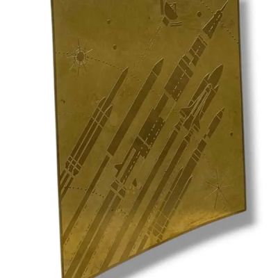 Project Hail Mary Grace Screen Used Med Bay Brass Etching Plate | VIP Fan Auctions