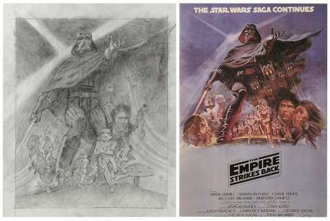 ’’The Empire Strikes Back’’ Original Concept Movie Poster Art by Tom Jung -- Redone to Include Harrison Ford as ’’Han Solo’’ -- Measures 19’’ x 24’’ | Nate Sanders