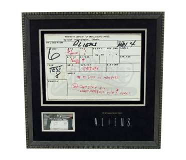 Alien & Aliens Collection Auction | VFX Clapperboard Insert | Propstore