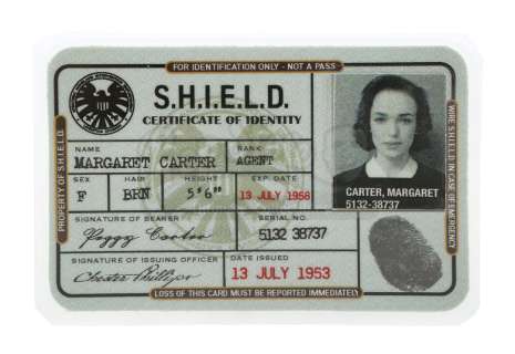 Marvel‘s Agents of S.H.I.E.L.D. - Lot 546 - Jemma Simmons‘ 1950s-Style ‘Agent Carter‘ S.H.I.E.L.D. ID