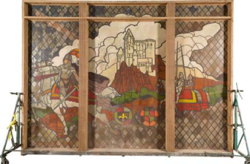 "Knight on White Steed" Faux Stained-Glass Window from the Iconic Grand Staircase of the Butler Mansion from Go... | Heritage