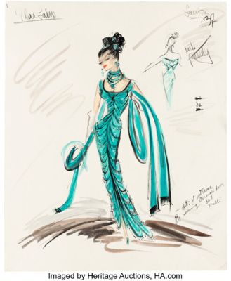 What a Way to Go! (TCF, 1964), Shirley MacLaine "Louisa May Foster" Pair of Gown Costume Sketches by Edith Head.