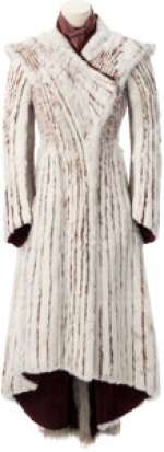 Daenerys Targaryen (Emilia Clarke) White Fur Coat from Game of Thrones (HBO® Original 2011-2019, Season 8). (Total: 2 Items)