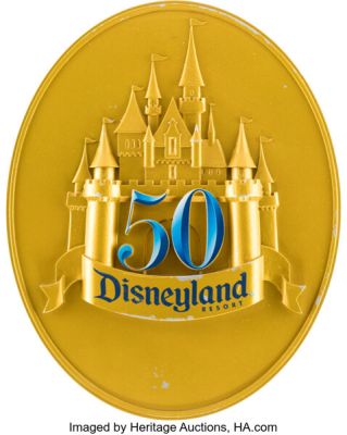 Disneyland® Resort - 50th Anniversary "The Happiest Homecoming on Earth" Original Park-Used Oval Plaque 18" x 14.5" (The Walt Disney Company, c. 2005 - 2006). | Heritage