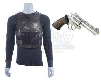Marvel’s the Punisher (Tv Series) | Frank Castle’s Bulletproof Vest Squib Rig and Bullet-Riddled Black Shirt with Stunt Revolver | Propstore