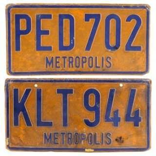 SUPERMAN FRANCHISE (1978-1987) - Lot 1439 - Pair of Metropolis Car Licence Plates