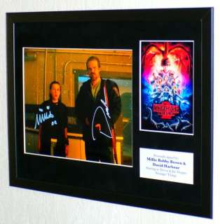 Stranger Things - Millie Bobby Brown & David Harbour (Eleven & Jim Hopper) Premium Framed, DOUBLE signed + COA