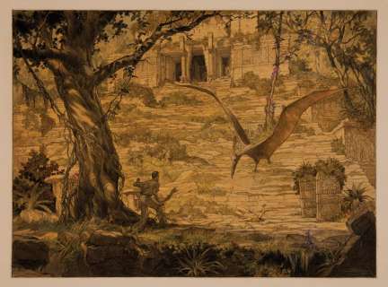 Original master scene artwork of Pterodactyl from Creation by Mario Larrinaga and Willis O’Brien | Profiles in History