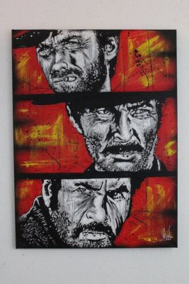 Clint Eastwood - Lee van Cleef - Eli wallach - The Good the Bad and the Ugly - Handpainted and - Portrait | Catawiki