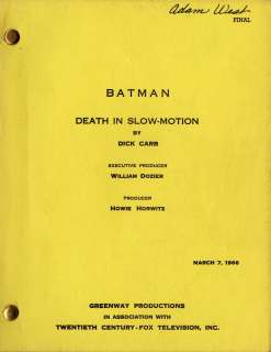 ADAM WEST’S PERSONALLY ANNOTATED BATMAN TV SCRIPT WITH TWO CALL SHEETS | Profiles in History
