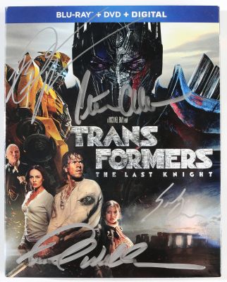 Transformers: The Last Knight Blu-ray Cover Cast Signed by Peter Cullen, Isabela Merced, Frank Welker, & Santiago Cabrera | SWAU