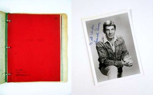Lot 79 - Star Trek (1967) Journey To Babel (Season 2/ Ep 10) Original Script & Nimoy Signed Photo