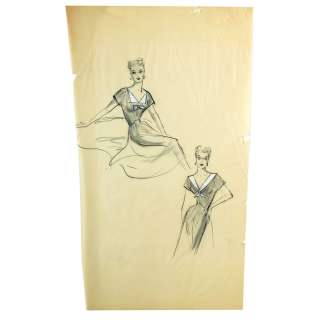 I Love Lucy | Set of 2 Elois Jenssen Costume Sketches for Lucille Ball | Blacksparrow