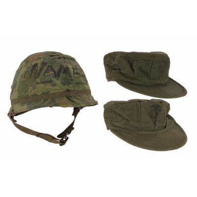 FULL METAL JACKET (1987) - Lot #662 : US M1 Helmet with Pair of USMC 8-point Utility Covers
