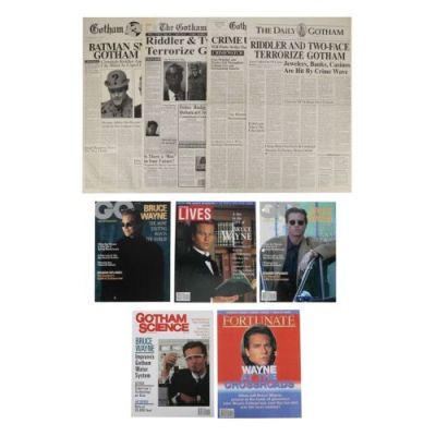 Batman Forever (1995) | Lot 40 : Five Magazine Covers of Bruce Wayne (Val Kilmer) and Four Gotham Newspapers | Propstore