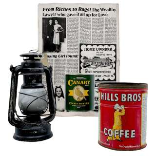 The Boys in the Boat Joe Rantz’s Callum Turner Coffee Can, Peanut Butter Can, Lamp & Newspaper | VIP Fan Auctions