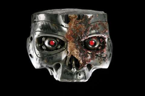 Lot 791 - TERMINATOR 2: JUDGMENT DAY SCREEN-USED HERO “CLOSE-UP” T-800 TERMINATOR ENDO EYES IN SKULL ASSEMBLY