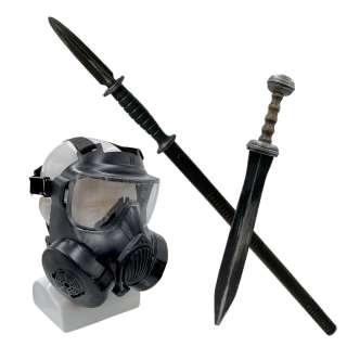Lot #67: Snowpiercer Ruth Wardell (Played By Alison Wright) Screen Used Stunt Prop Gas Mask, Rubber Sword & Plastic Spear Ep 409
