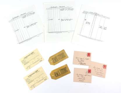 Titanic (1997) Props from the movie including two luggage tags, two inspection cards, three unopened | Ewbank’s