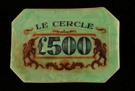 James Bond Dr No (1962) - Le Cercle green £500 casino plaque / chip. Only 100 x £500… | Ewbank’s