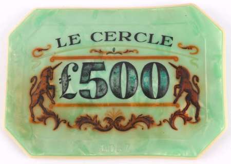 James Bond Dr No (1962) - Le Cercle £500 green casino plaque / chip. Le Cercle plaques were… | Ewbank’s