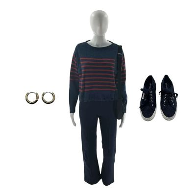Lot 67: Oh What Fun Lizzie-Wang Wasserman Screen Worn Earrings, Sneakers, Pants, Purse & Sweater Ch 3 Sc 90-A106 | VIP Fan Auctions