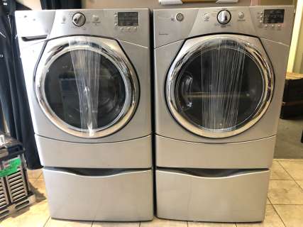 Front load duet grey washer & dryer set (From the superhero show) | Direct Liquidation