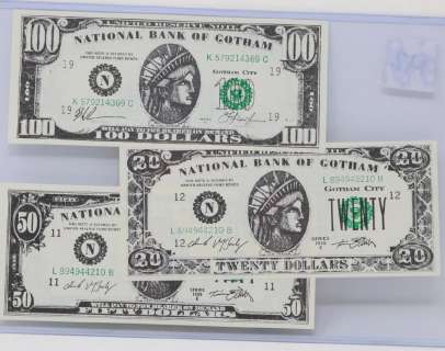 Batman Forever (3) Prop Currency Bills W/COA | GWS Auctions