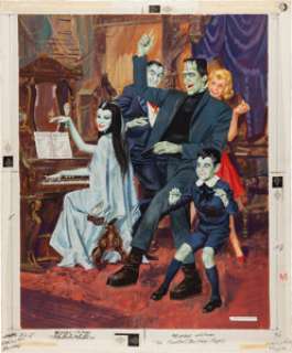 Original Cover Painting of The Munsters Dancing for a Whitman Puzzle Box Cover (1965). | Heritage