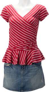 Cobie Smulders "Robin Scherbatsky" Striped Red Shirt, Jean Skirt, and Belt from How I Met Your Mother</...