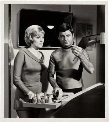 Star Trek: The Original Series (Paramount TV, 1966-1969), DeForest Kelly and Majel Barrett in "The Tholian Web" Episode Original 9.25" x 8" and 9.5" x 7.5" Production Reference Photographs (15), 1968-1969 Season. Collection of Greg Jein. | Heritage