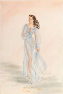Elois Jenssen Signed Costume Sketch for Hedy Lamarr "Johnny Jones" in Come Live With Me (MGM, 1941).