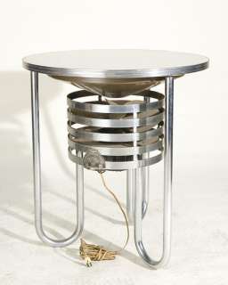 Vintage Art Deco Cigar Table with Chrome Tube Base and Built in Fan | Super Auctions
